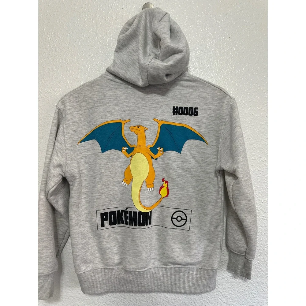 Zara Kids Pokemon Charizard Gray Hoodie Sweatshirt Size 9-10 140cm